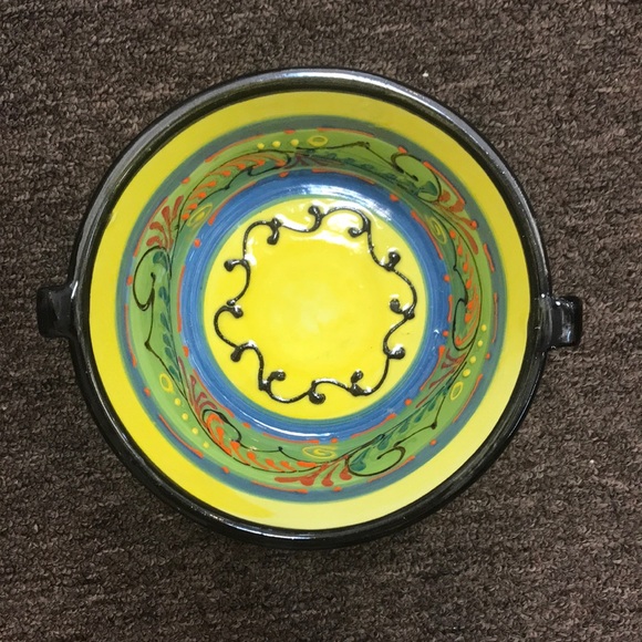 El Poyeton Folk Art Pottery Bowl w/bHandles (made in Spain) - Picture 1 of 6